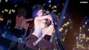 108?Genshin impact?Yelan x Clorinde Futa sex [sound/NTR] - ﻿3D animation on Crohasit